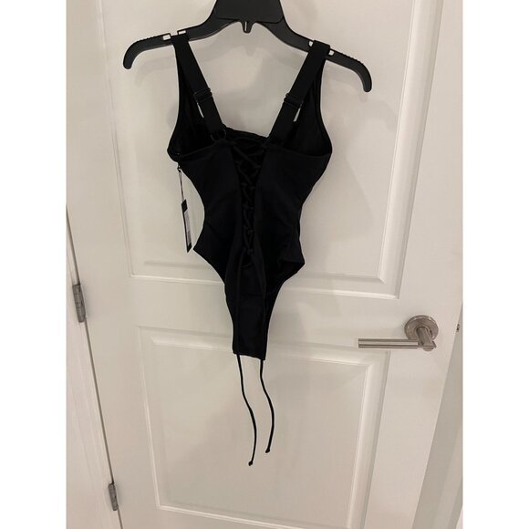 NWT TA3 Hi Cut Squarey One Piece Swimuit in Black S SMALL SHORT - Picture 8 of 9